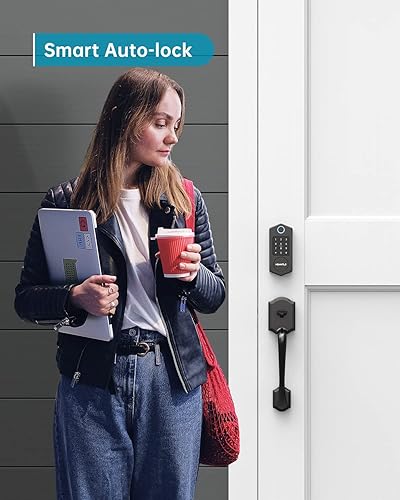 Miniatura 5 de Cerradura de puerta de entrada sin llave, cerrojos inteligentes de huellas dactilares con teclado de pantalla táctil para puerta delantera, cerrojo