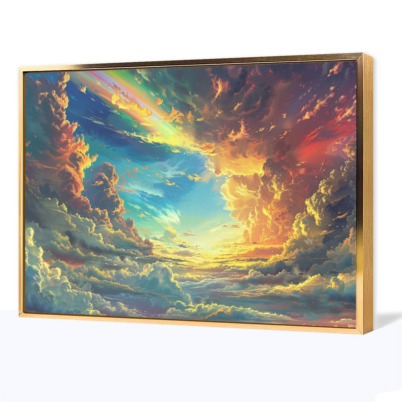 Amazon.co.jp: 絵画 太陽が雲を黄色に染めたインテリア 絵画 美しい 