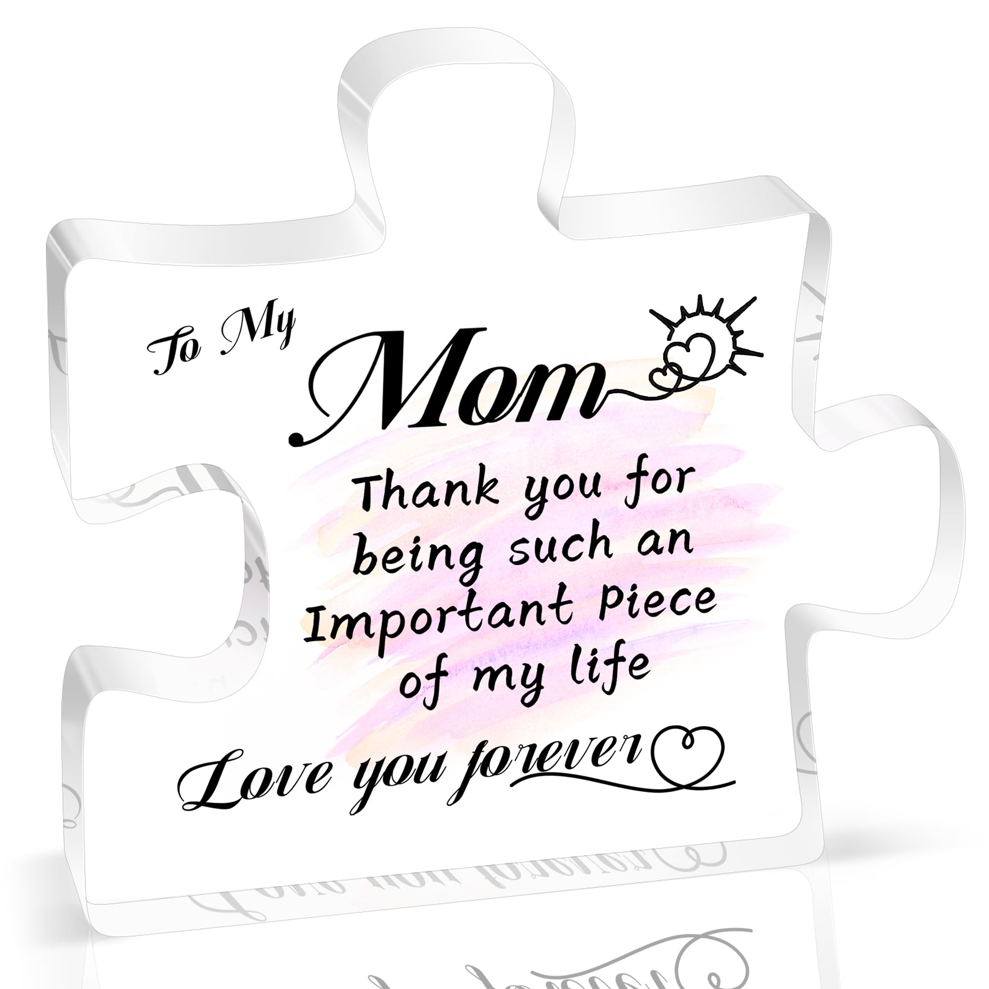 gifts for mom mothers day birthday gifts for mom from daughter son best mother ever ideas gift 3.9x3.9 in love mom's acrylic puzzle-shaped plaque desk decorations christmas thanksgiving decor present