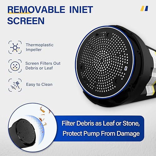 Miniatura 10 de Acquaer Bomba de agua sumergible automática de 16 HP, bomba de sumidero de 115 V con adaptador de válvula de retención de manguera de jardín de 34