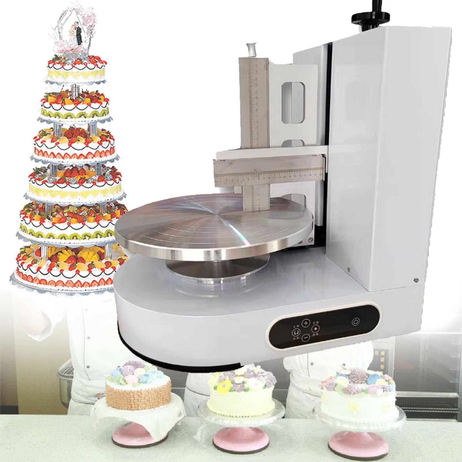 Máquina automática de glaseado de pasteles, herramienta de llenado de revestimiento de crema para extender, decoración de pasteles redonda para pan de 4 a 12 pulgadas, tocadiscos alisadores