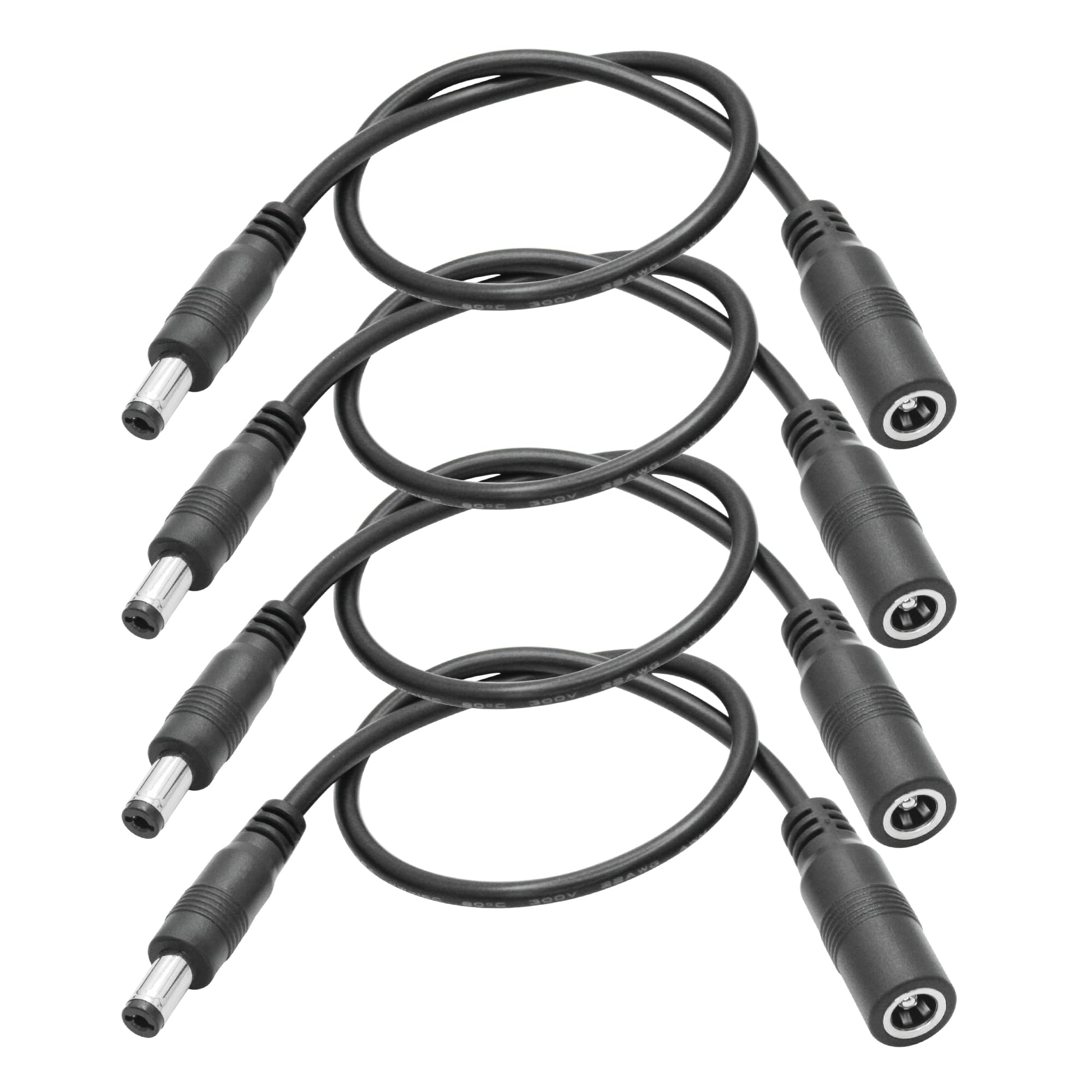 4Pcs 12V DC Power Cord 1FT, DC 5.5mm x 2.5mm Female to 5.5mm x 2.1mm Male Plug Power Charging Cable Extension Cord, for Router Speaker etc Other 5521