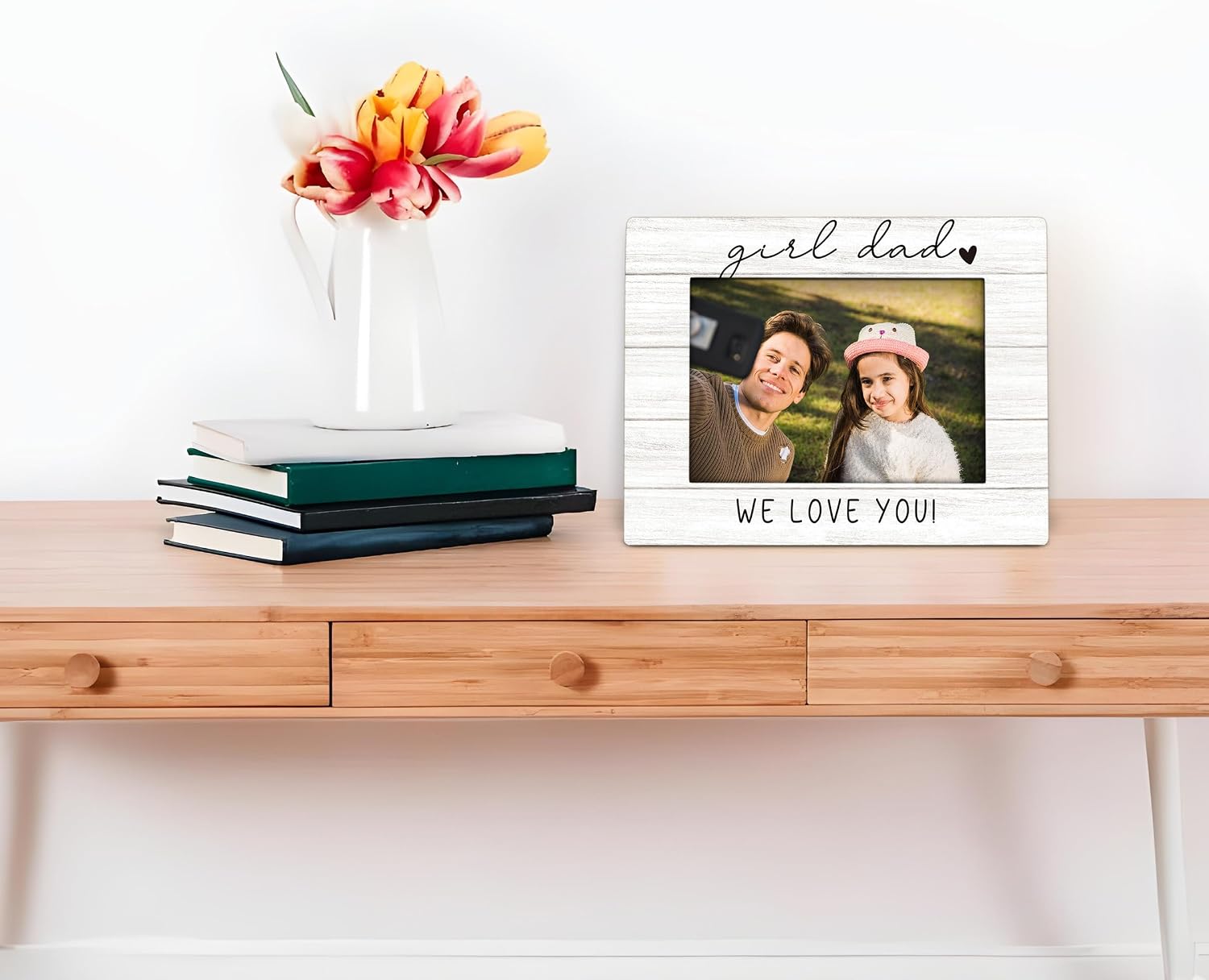 Girl Dad Picture Frame 4x6, Daddy Wooden Picture Frame, Daddy Fathers Day Christmas Birthday Gifts from Daughter Kids, Girl Dad We Love You Decorative Photo Frames for Table Desk Decor image 5