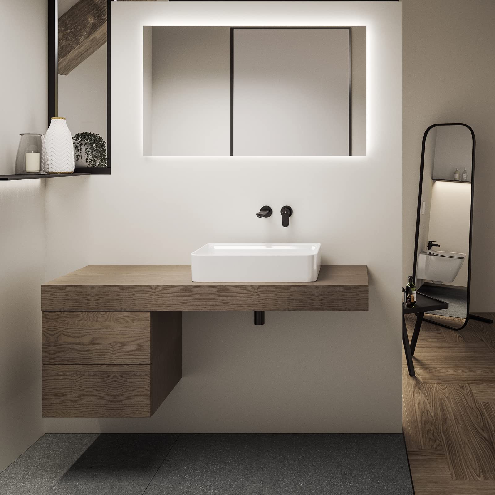Ideal Standard - Sifone lineare per lavabo, Nero Seta