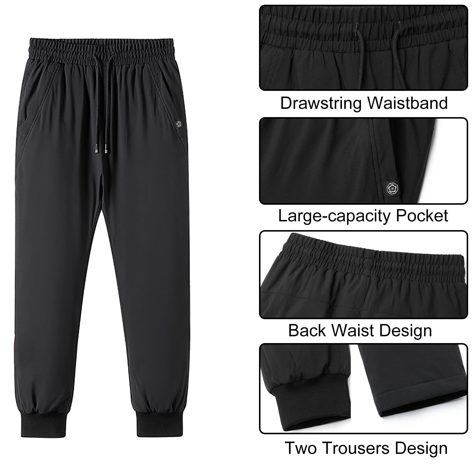 Pantaloni in Piumino Invernali da Sci per Uomo 90% Piumino D'Anatra Caldo Pantaloni Sportivi All'aperto Impermeabile Down Pants per Campeggio, Sci, Ciclismo