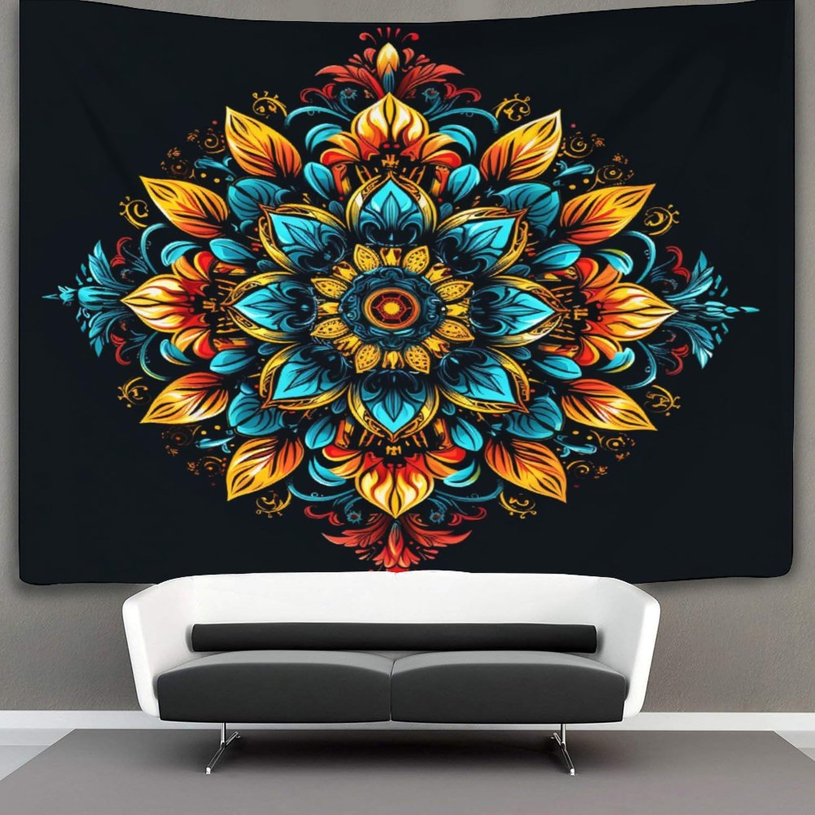 kaiyun Mandala Tapestry,Datura Flowers Art Wall Hanging Decoration for Living Room Bedroom & Dorm 150cmx200cm