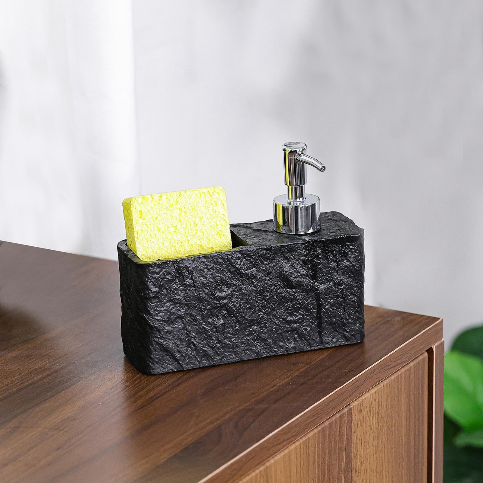 Accessori per Dispenser di Sapone con Scomparto Portaoggetti, Regali Durevoli, Supporto Organizer per Spugne E Spazzole per Piatti, Nero
