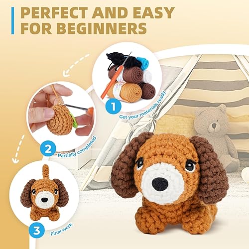 Vista 26 de MOREJMTT Kit de ganchillo para principiantes, aprende a tejer, incluye hilo suave fácil de tejer, tutorial en video paso a paso, gancho, regalo