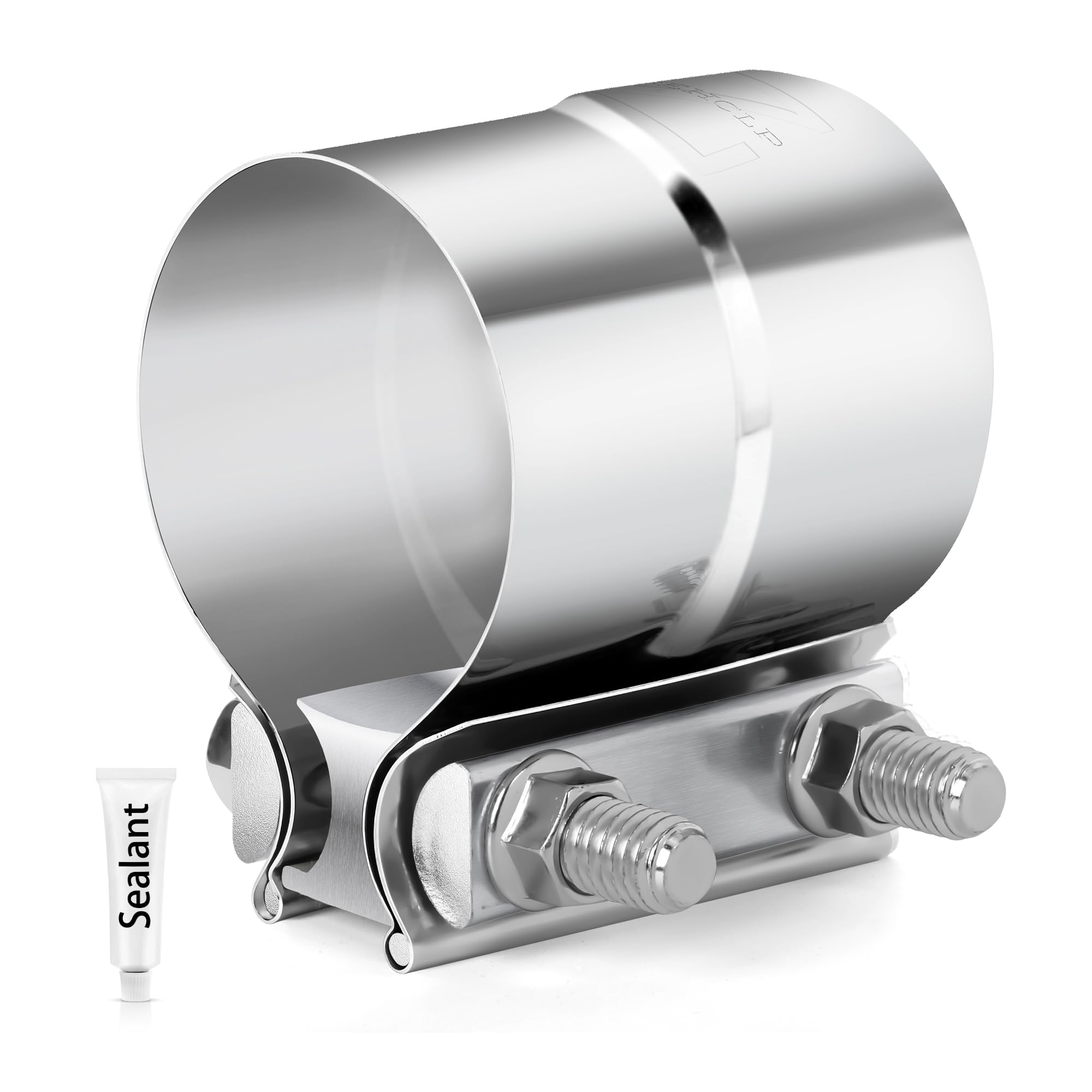 ZEHCLP 1 Pcs 2.25 inch Exhaust Clamp 2 1/4 Butt Joint 304 Stainless Steel Band Lap Joint Band Clamp Stainless Steel for Pipes Catalytic Converters，