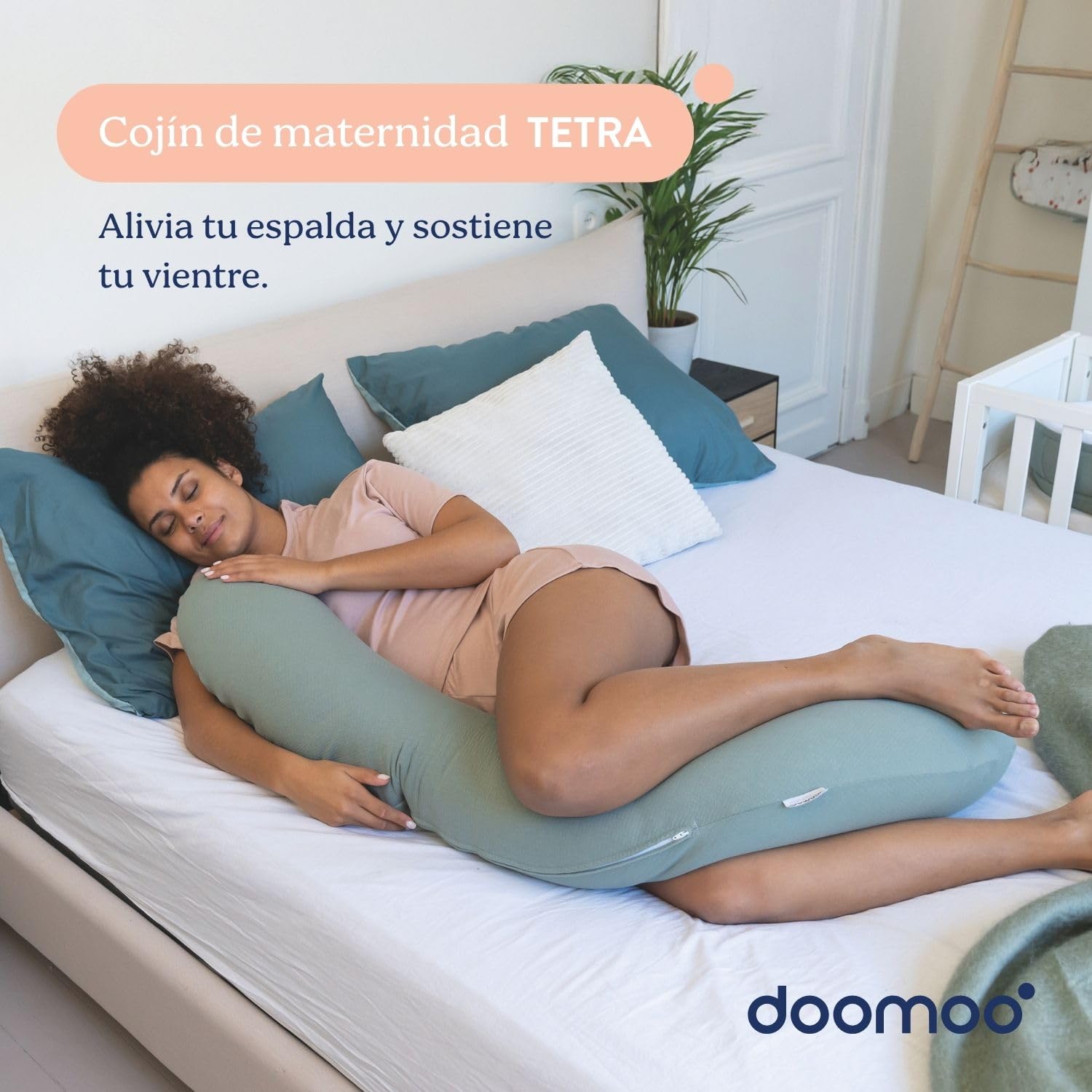 DOOMOO Cojín de Embarazo & Lactancia Buddy, Tetra Jersey Green