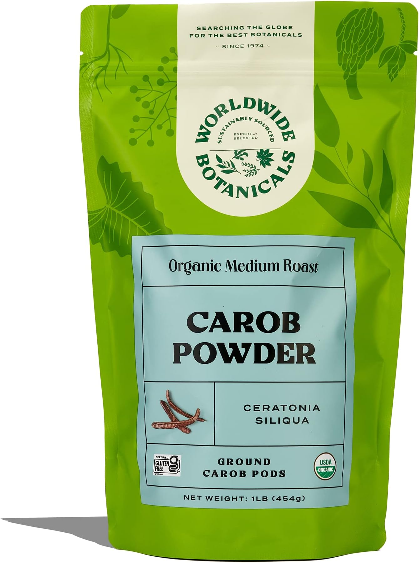 Worldwide Botanicals Organic Carob Powder - Medium Roast - Gluten Free, Super Food, Low Fat, Kosher, Healthy Chocolate Alternative, 1 Pound (16 ounces)