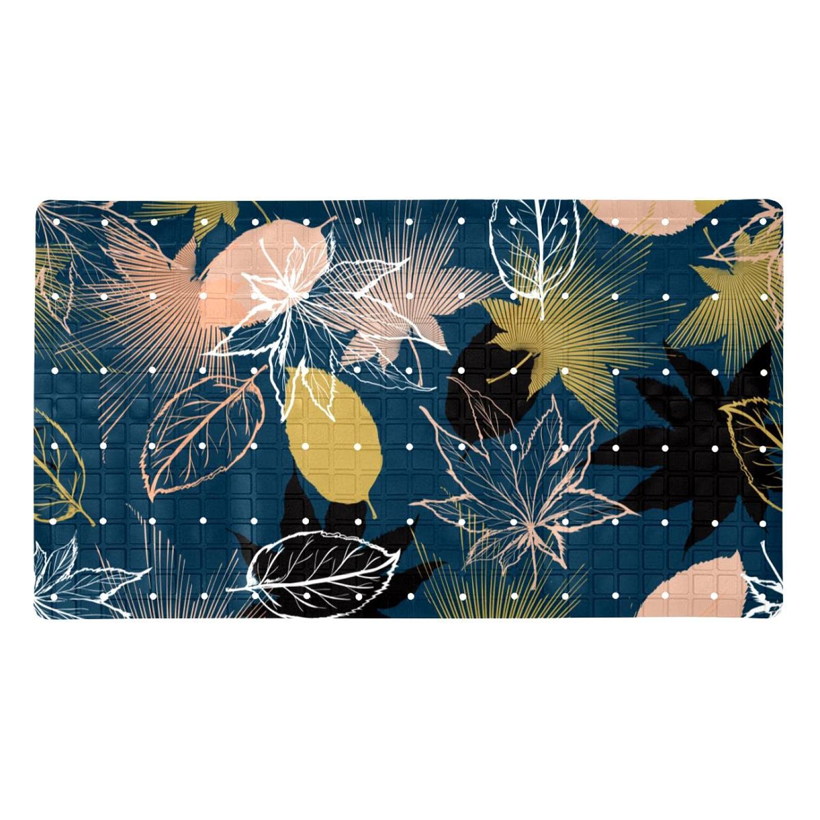 Alfombrillas de ducha antideslizantes premium Bennigiry con agujeros de drenaje y textura suave de hoja