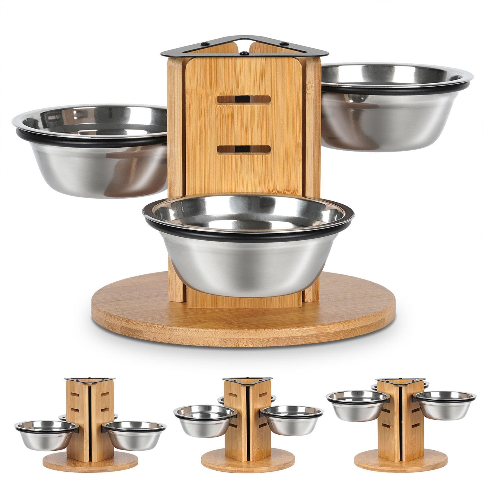 Harilla Cuencos Elevados para Gatos, Comederos Y Bebederos para Perros para Varios Gatos, Regulables en Altura, para Uso en Interiores, Elevados con Soporte D