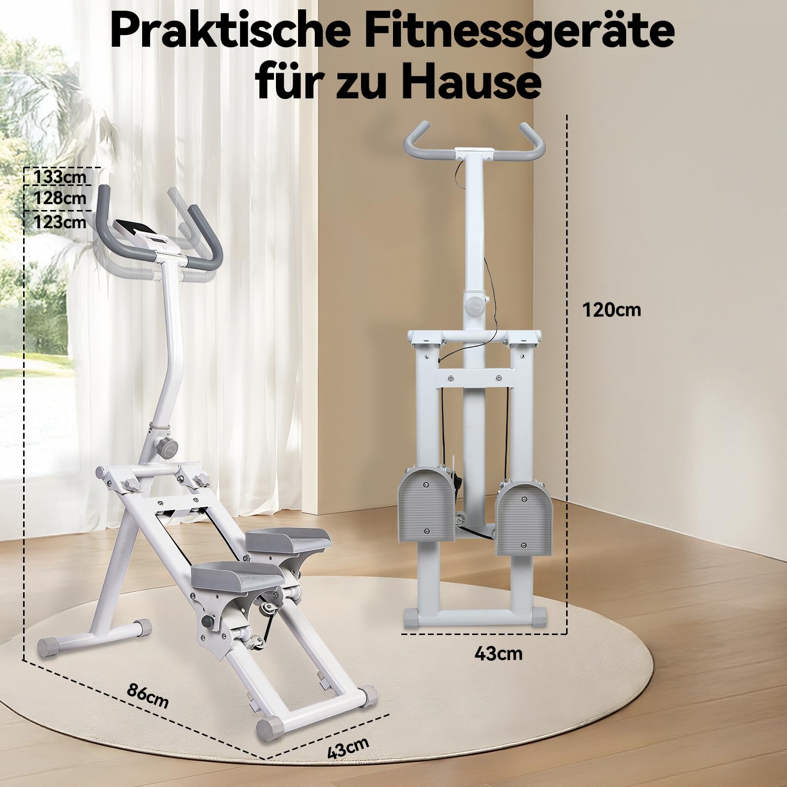 LEAFIA Stair Stepper pour la maison - Machine d'escalade verticale Stairmaster pour l'entraînement de tout le corps - Appareil d'escalade aérobic pliable compact avec écran LCD, guidon et pédales
