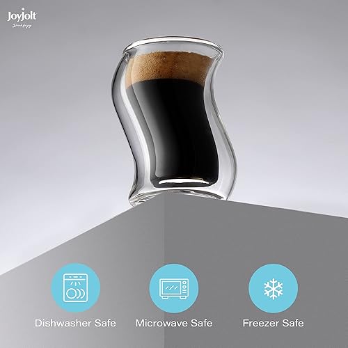 Miniatura 6 de JoyJolt Pivot - Juego de 2 vasos térmicos para café matutino de 2 onzas con diseño único, vasos térmicos de doble pared para uso doméstico o de bar