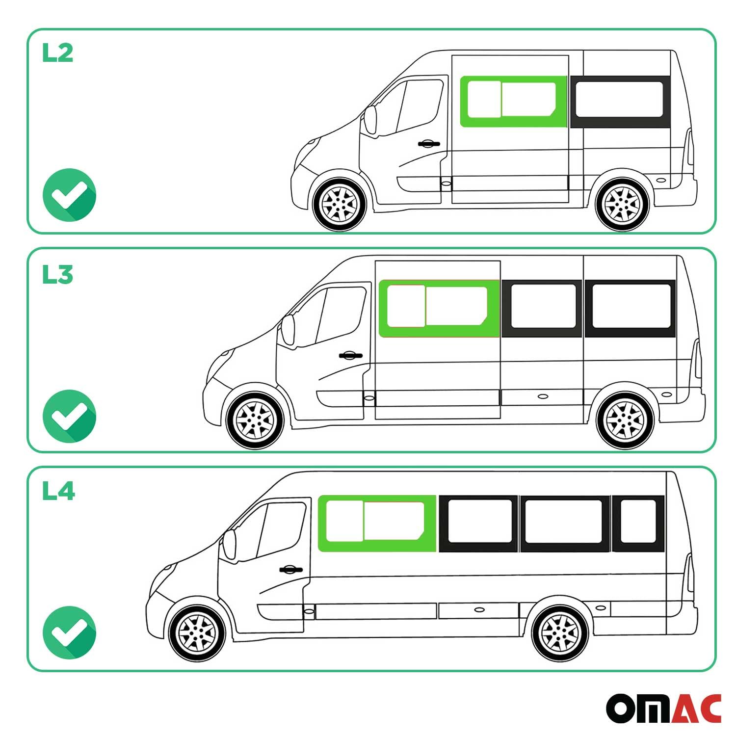 OMAC Seitenfenster Schiebefenster kompatibel mit Renault Master 2010-2024 Links L2 L3 L4 H2