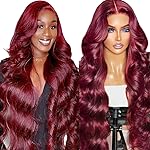 JTMMP 28 Inch 99J Burgundy Lace Front Wigs Human Hair 13X6 Body Wave Lace Front Wigs Human Hair 200% Density HD Transparent Lace Frontal Wigs Human Hair Pre Plucked