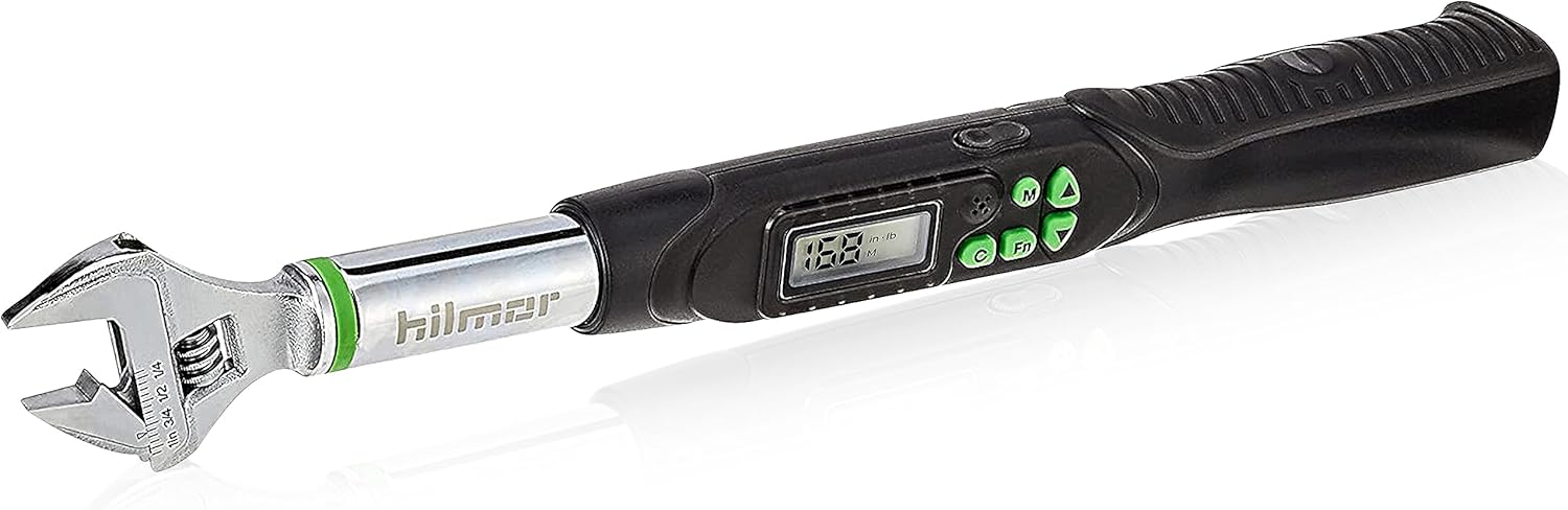 Hilmor 1963826 Digital Adjustable Torque Wrench for Mini-Split, HVAC Tools and Equipment, Digital LCD Screen, Light and Sound Indicators