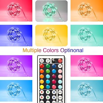 dalattin 20 m RGB 5050 Led Işıklar Yatak Odası Renk Değiştiren Led Şerit Işıklar 44 Tuşlu Uzaktan Kumandalı, Ev Temel, Yatak Odası Odası Parti Dekorasyonu, Festival Dekoru, 2 Rulo 10 m