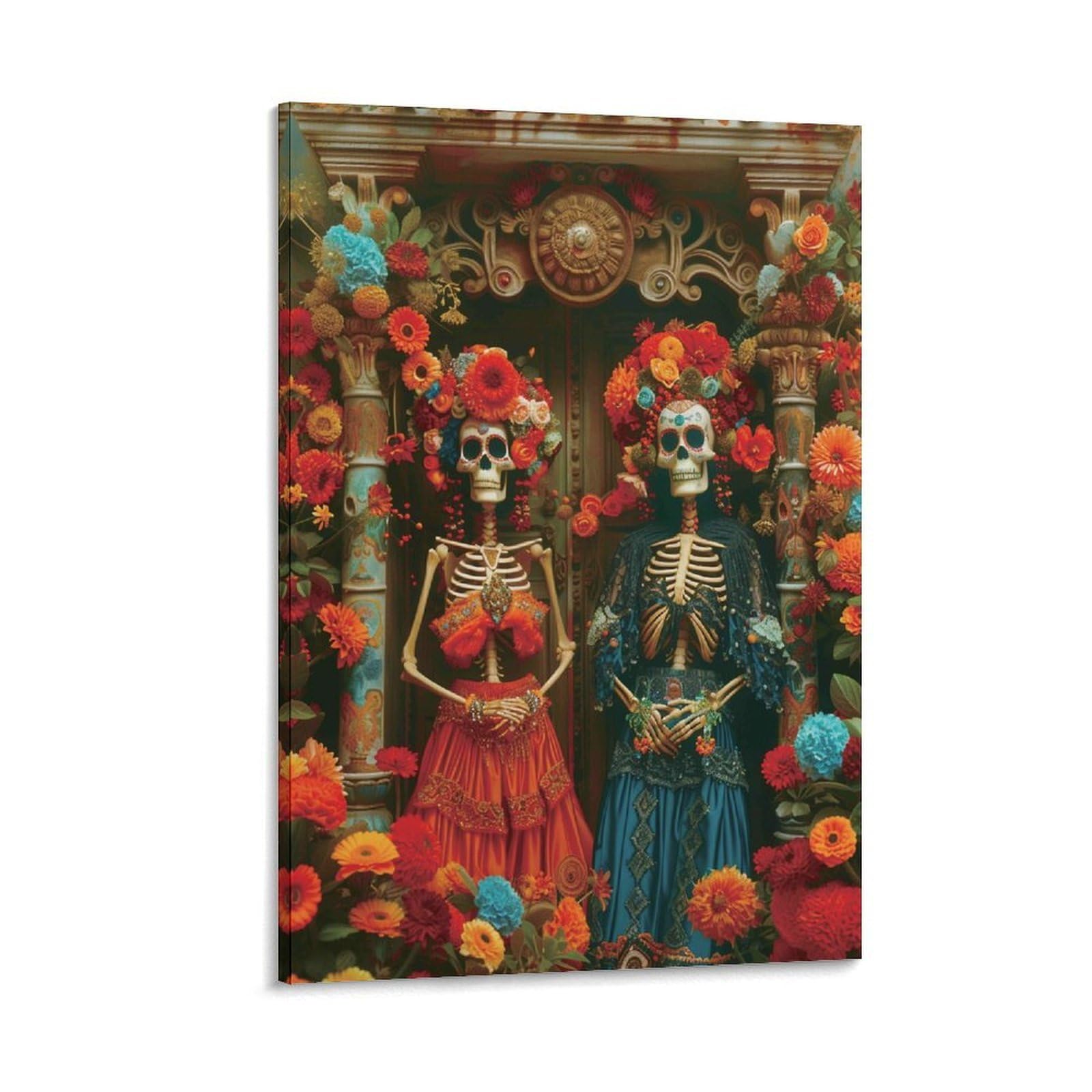 DHBANEIOK Day of The Dead Wall Decor Poster Giclee Canvas Prints Modern Wall Art Picture Wall Hanging for Bathroom Wall Decor 24x36inch(60x90cm)