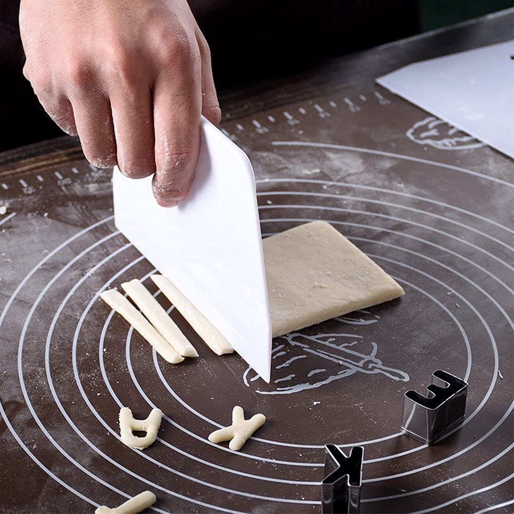 Teigschaber Teigschaberkarte Silikon,Dough Scraper Card Spatelset Für Kuchen, Pizza, Brotschneiden, Küchenbedarf Für Brot Backen Kuchen Enthusiasten Anfänger Profi Bäcker 3 Stück(Weiß+Grün+Rosa