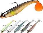 TRUSCEND Easy Catch Pre-Rigged Soft Lures, Unique Vibrating Swim Action and Trembly Sinking Move for More Bites, Amazing Soft Swimbait for Family Fishing, Fishing Lures for Bass Trout Crappie Walleye