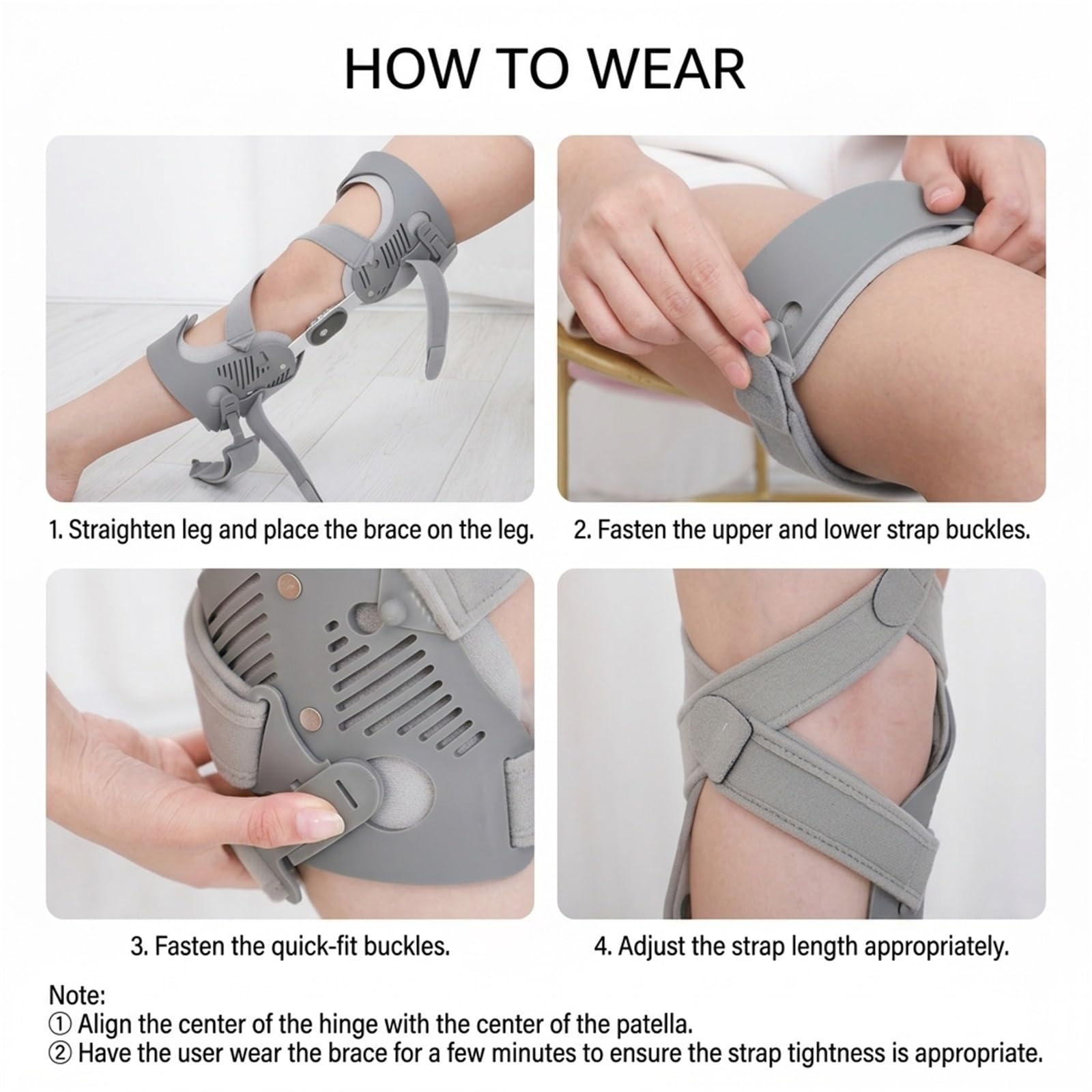 Rodillera Estabilizadora con Bisagras Soporte Articular Ajustable para Deporte y Diario Transpirable Férula de Compresión con Correas Dobles Alivio y Estabilidad Menisco Ligamentos(Bien)