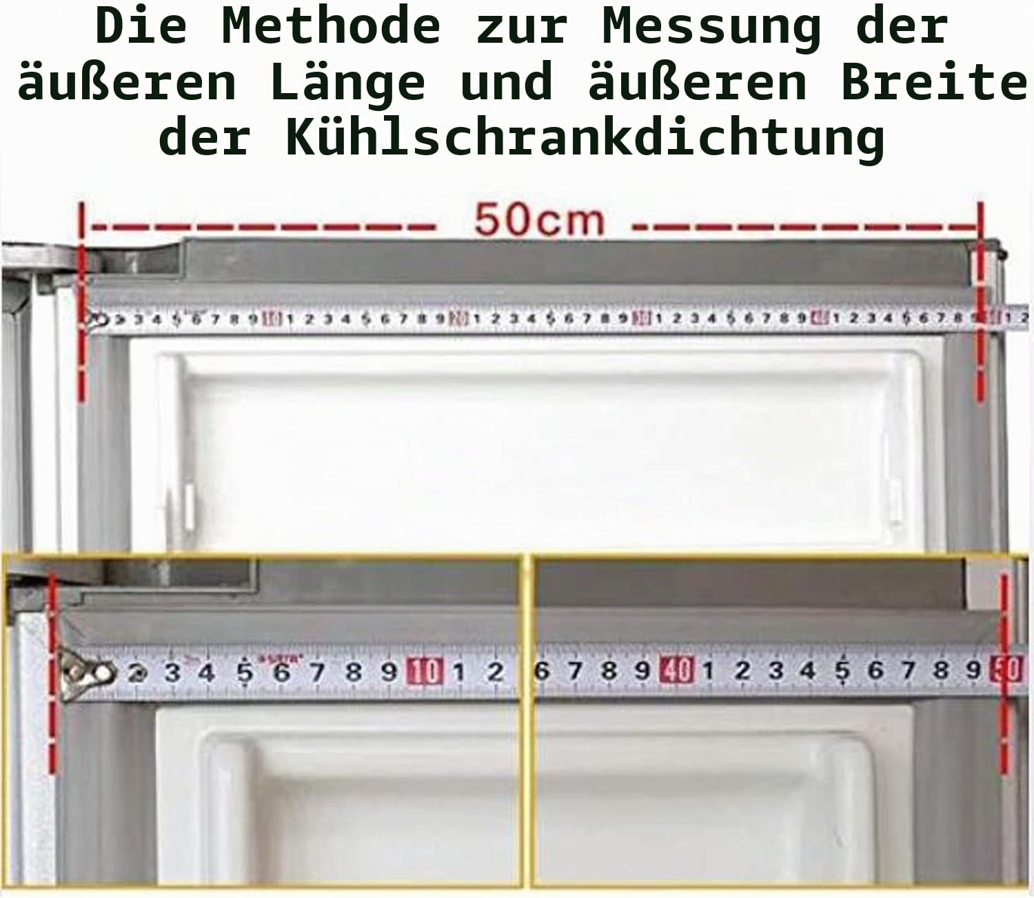 Universal Dichtung Kühlschranktür Verschiedene Größen Kühlschrankteile Dichtungsgummi für Kühlschrank Gefrierschrank Kühlschrankdichtung Weiß/Grau