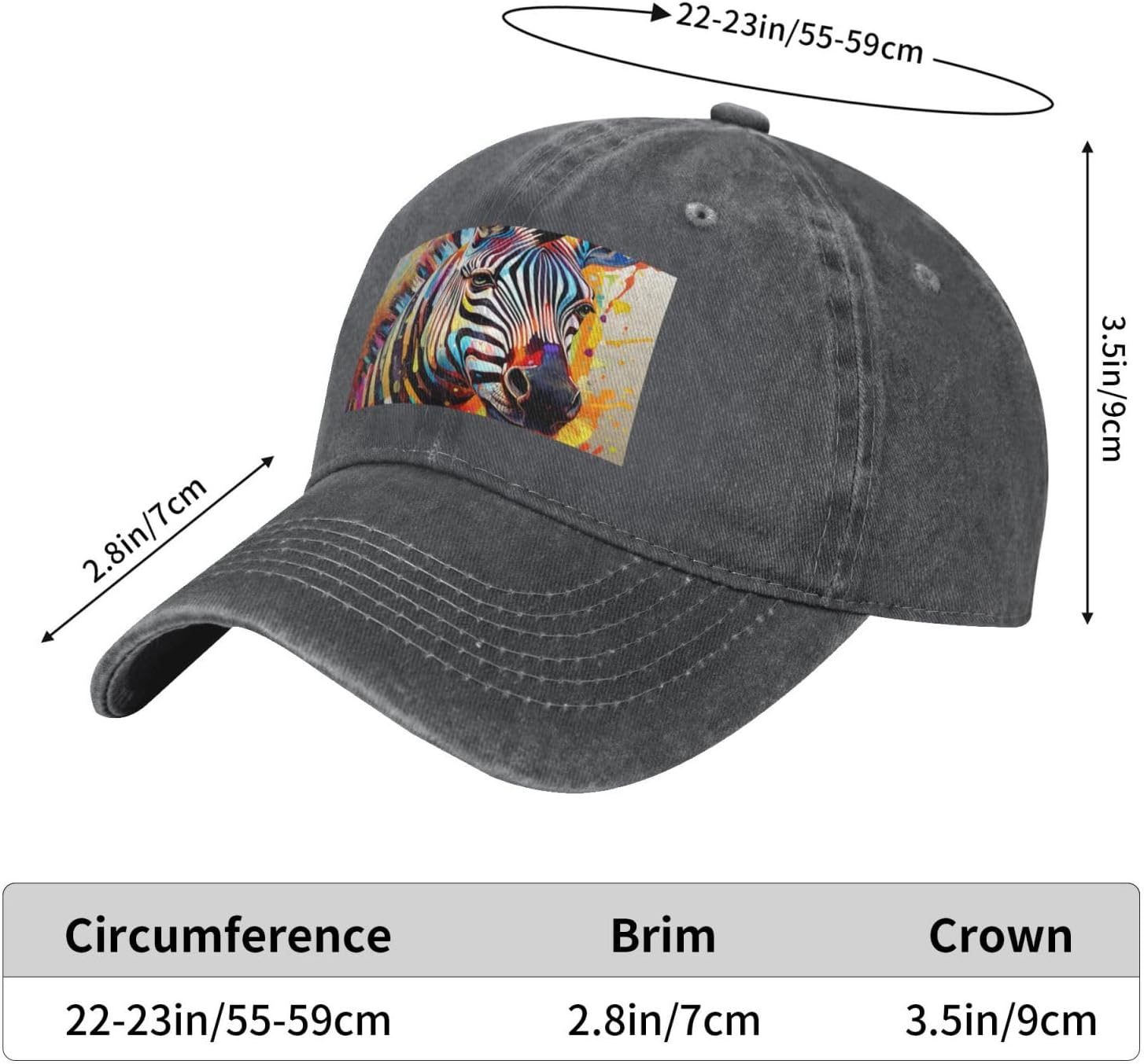 Abstract Animal Zebra Print Cowboy Hat Personalized Baseball Cap Fashion Hat Cap Funny Gifts for Women Men Deep Heather