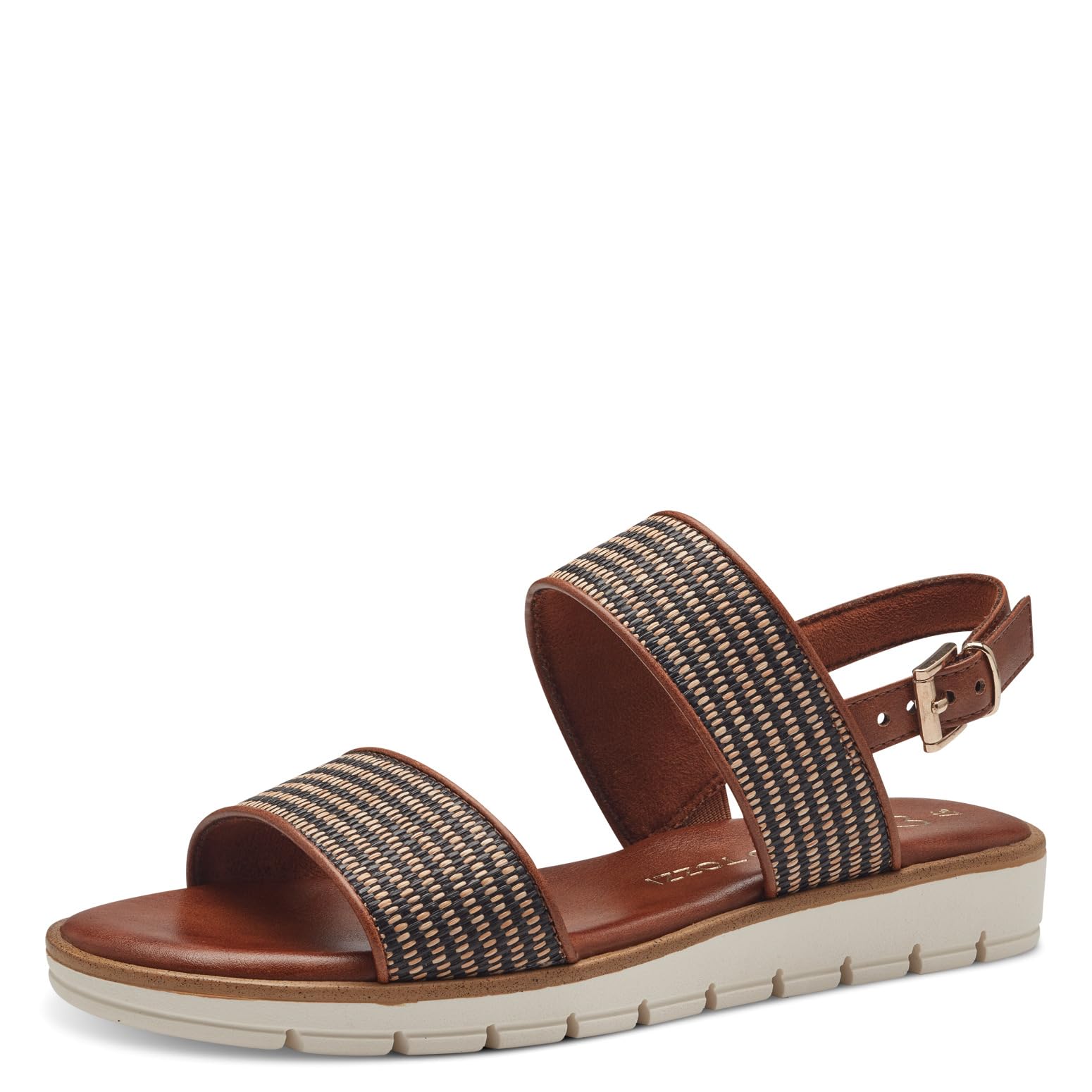MARCO TOZZI Women's 2-28605-42 Wedge Sandal, Cognac Comb, 6.5