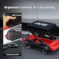 Vista 7 de Asiento de arrastre automotriz con ruedas rodantes, taburete mecánico con capacidad de 300 libras, taburete de garaje resistente con almohadilla
