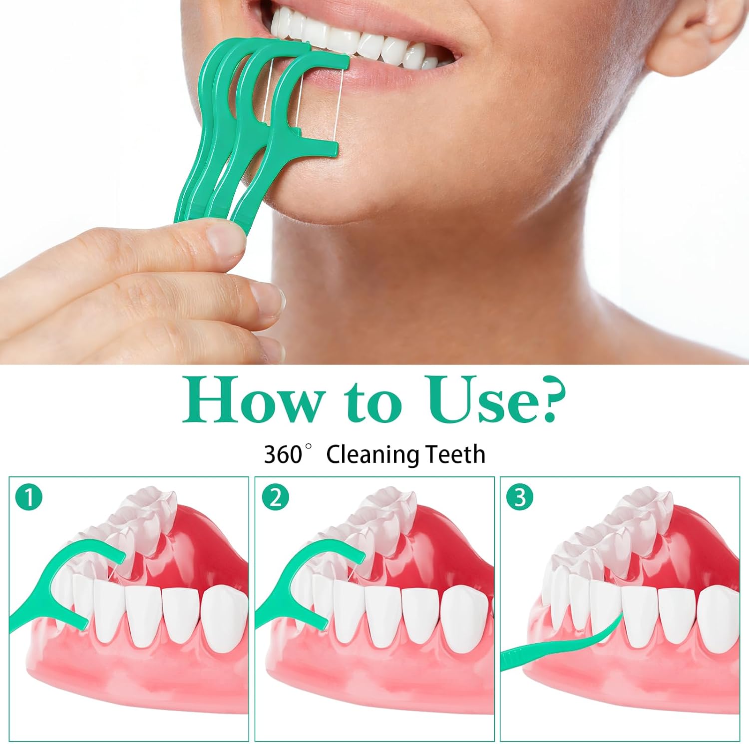 Kifmurase 1500 Count Fresh Mint Flavor Tental Flosses Picks Bulk for Adult, High Toughness Tooth Picks Non Breakable Flosser for Adult Teeth Cleaning Dental for Family Pack Travel (Green)