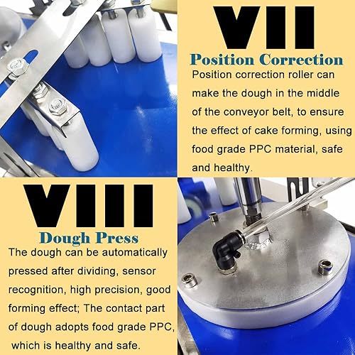 Miniatura 7 de HayWHNKN Máquina de prensa cortadora divisora de masa Máquina automática de prensa de pastelería de 7 pulgadas Máquina de prensa de masa de pizza