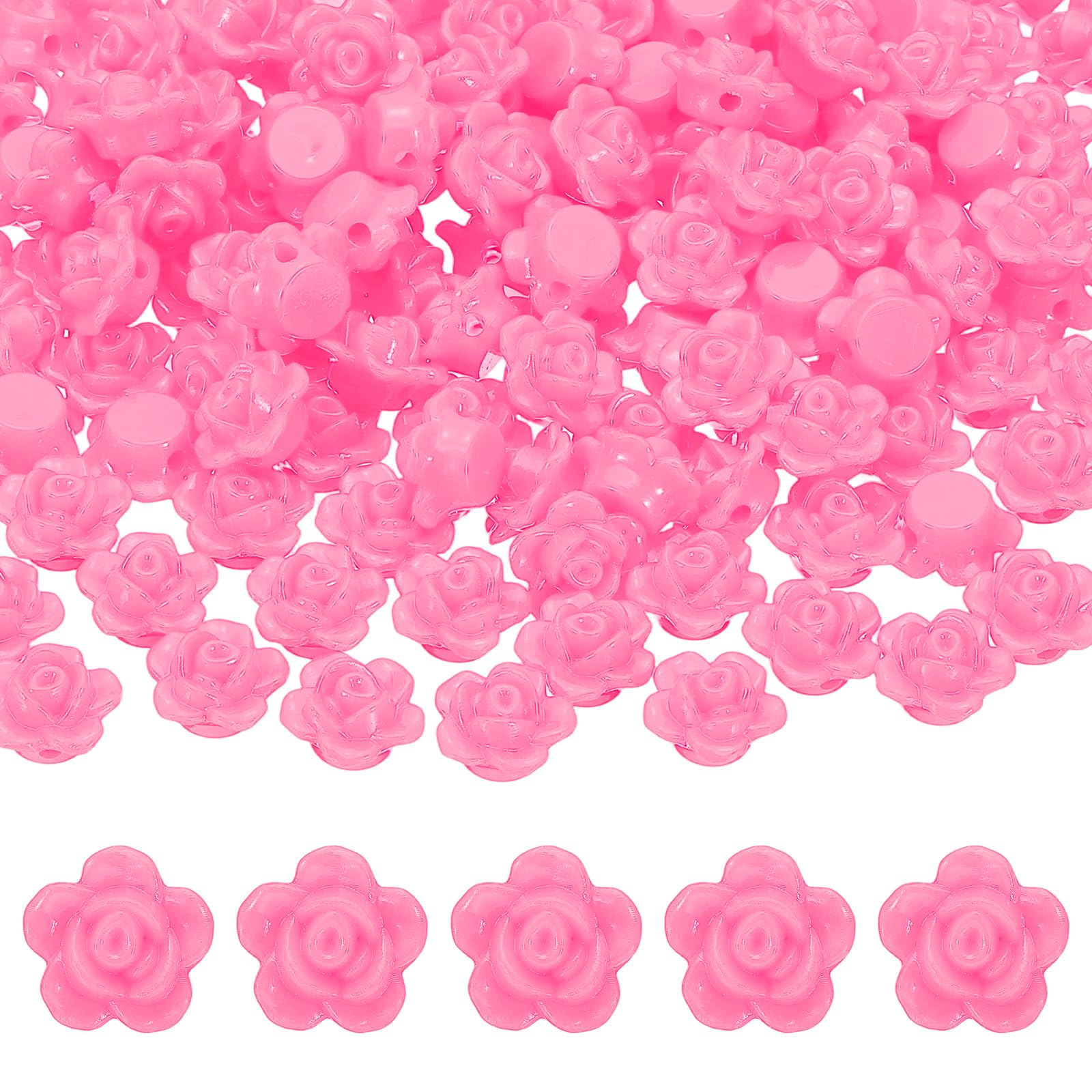Perles de rose en acrylique plates colorées pour création de bijoux DIY x200