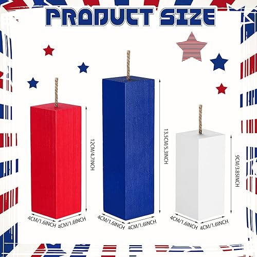Miniatura 2 de Weysat 3 piezas de decoración de mesa patriótica del 4 de julio, bandeja escalonada para el Día de los Caídos, con purpurina roja, blanca y azul,