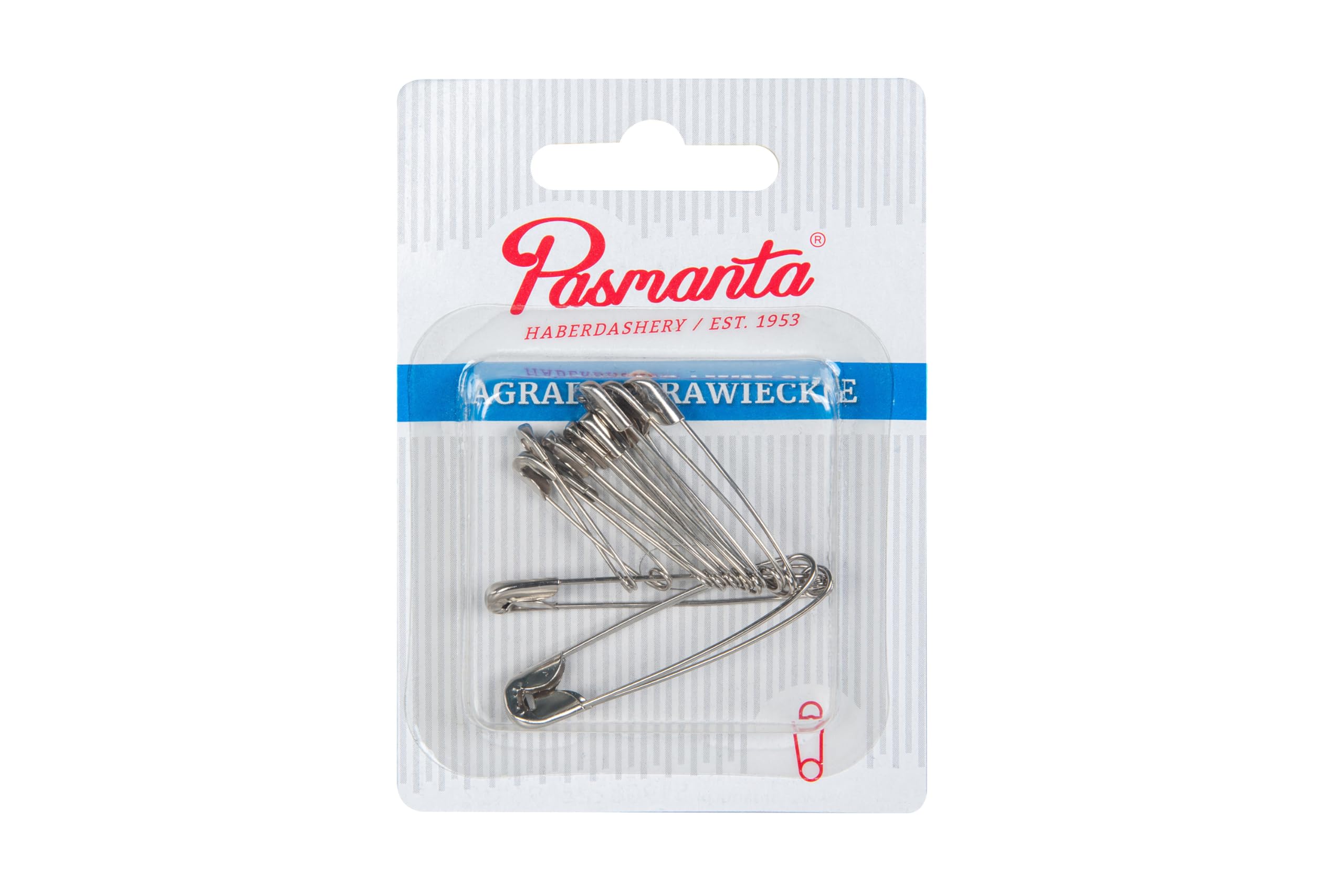 Safety Pins, Sewing DIY Craft Haberdashery Clothing Accessories, Large and Small, Durable Finish, by Pasmanta Since 1953, 12 Pcs Pack