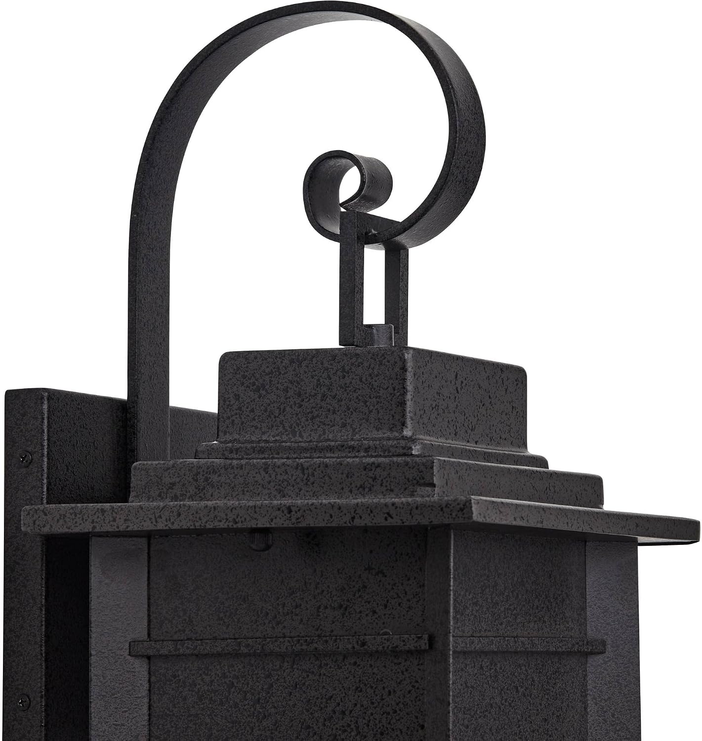 Franklin Iron Works Bransford 28 1/4" High Farmhouse Rustic Outdoor Wall Light Fixture Mount Porch House Exterior Outside Lantern Scroll Weatherproof Black-Specked Gray Metal Clear Glass Shade