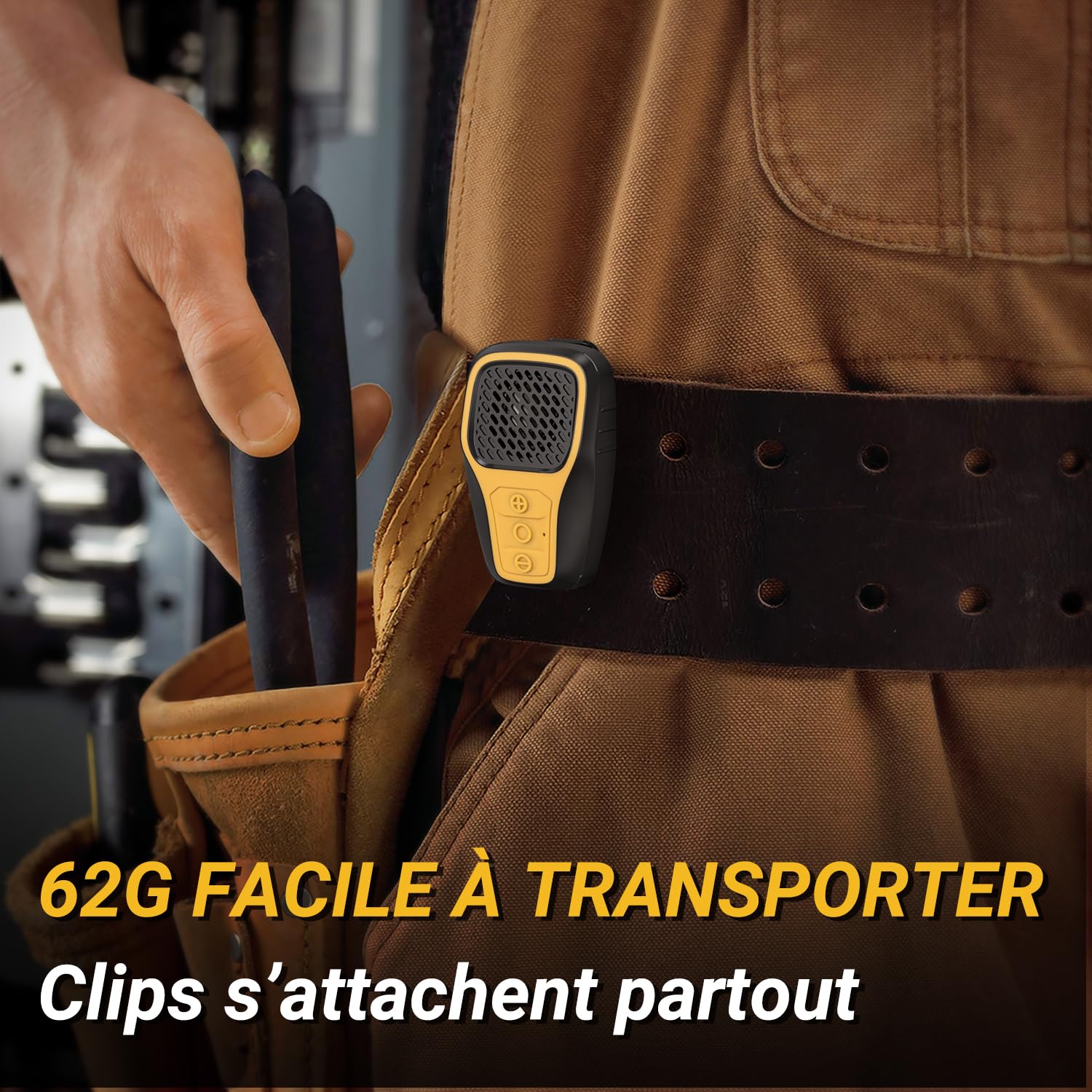 INGA Enceinte Bluetooth à Clip, Mini Enceinte Étanche IP67 avec Microphone, Idéale pour Musique Et Appels Mains Libres Pendant Le Travail, Cyclisme, Golf Et Activités Extérieures (Jaune)