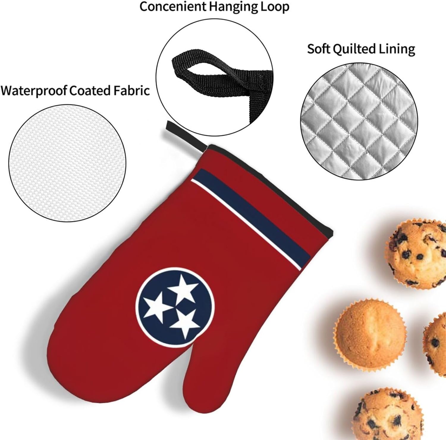 Tennessee State Flag Print Heat Resistant Microwave Gloves, Used for Baking, Cooking, and Fashion Kitchen Essentials