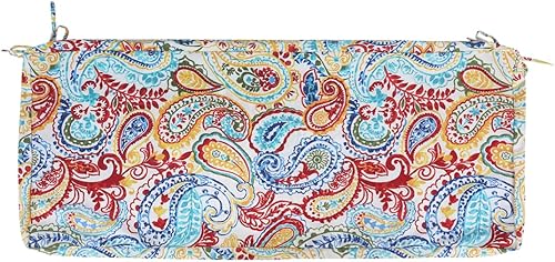 FUNHOME Funda de cojín de banco para exteriores de 48 x 18 x 3 pulgadas, resistente al agua con cremallera y lazos, funda resistente a la