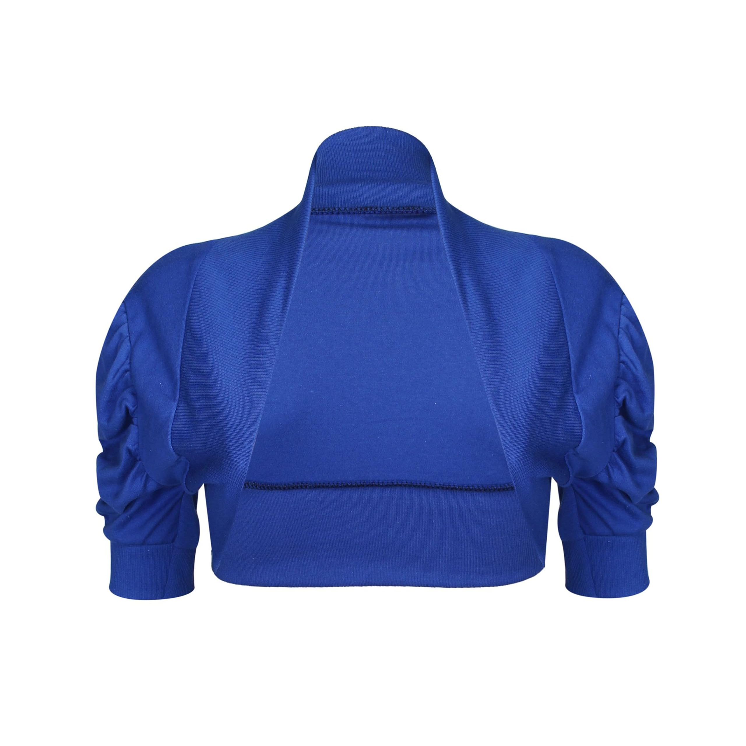 Noroze Girls Royal Blue Kid's Plain Ruched Sleeves Bolero Shrug For Cropped Cardigans (13 Years, )