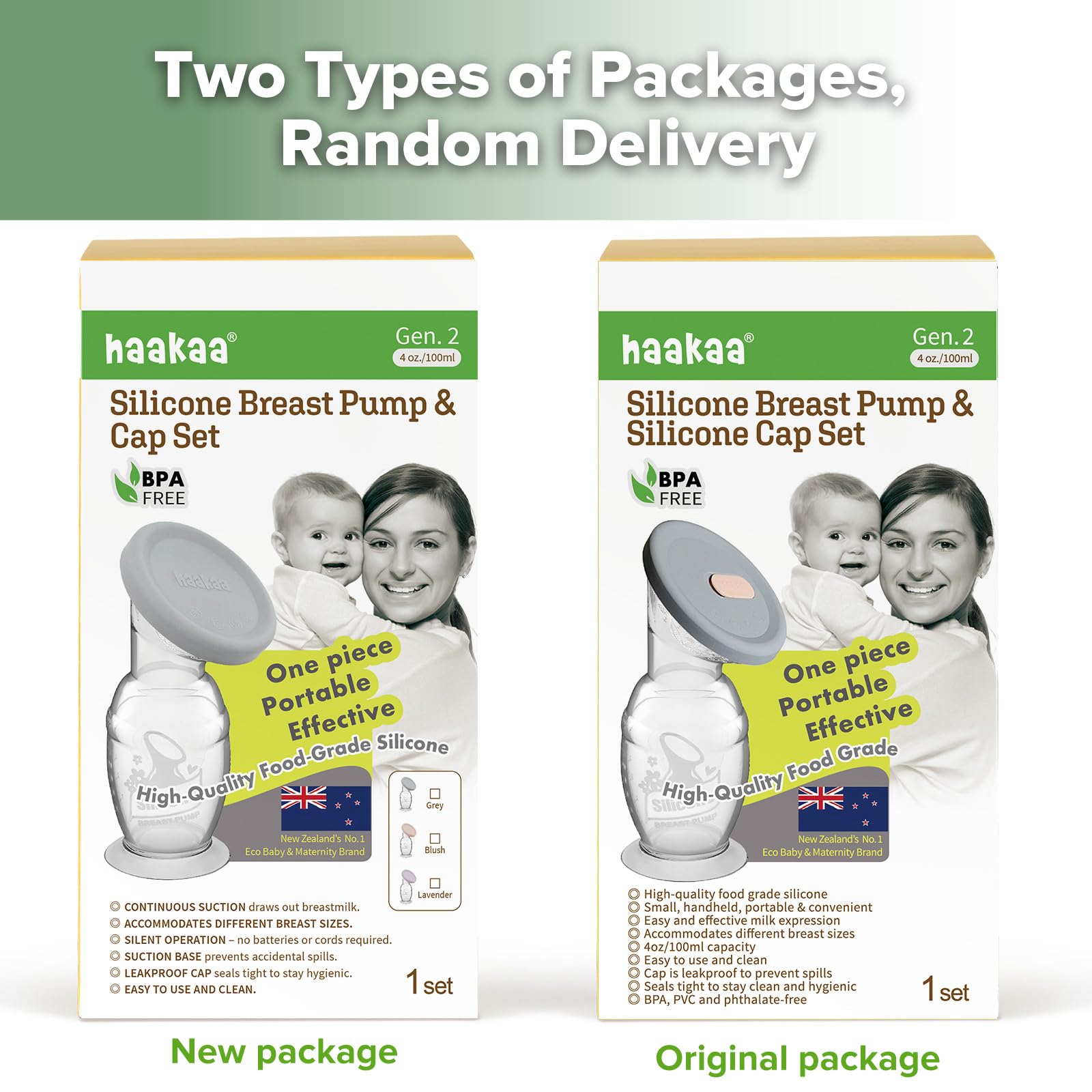 haakaa 100 ML Handmilchpumpe mit Silikondeckel und Saugfuß, Transparent Manuelle Brustpumpe, Silikon Milchpumpe & Muttermilchauffänger, Gesund und Harmlos