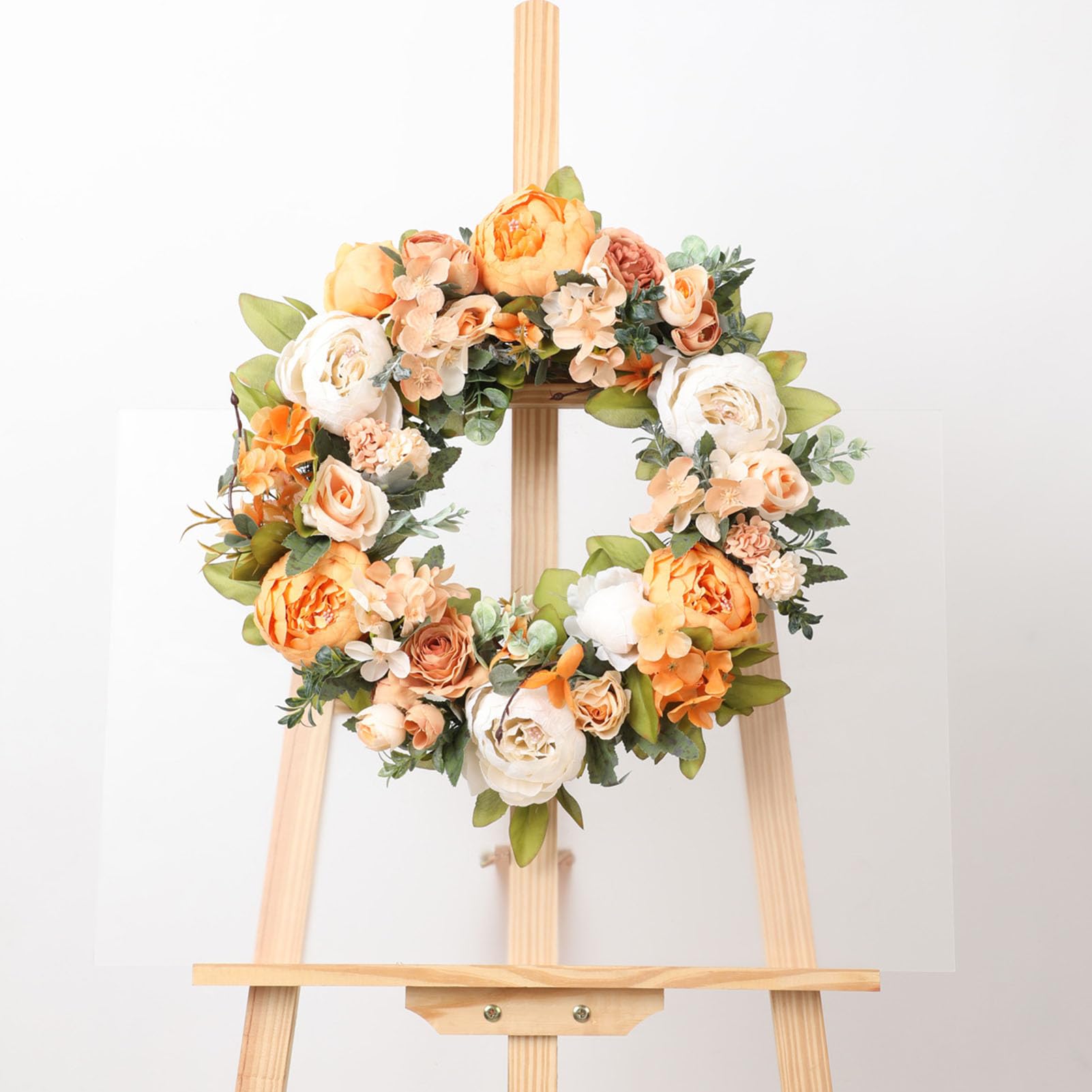 Ejoyous Ghirlanda di Fiori di Peonia Rosa, Ghirlanda di Fiori Artificiali Fatta a Mano con Foglie Verdi, Design a Strati Completi per la Decorazione della Casa Primaverile di Matrimonio Sulla Parete
