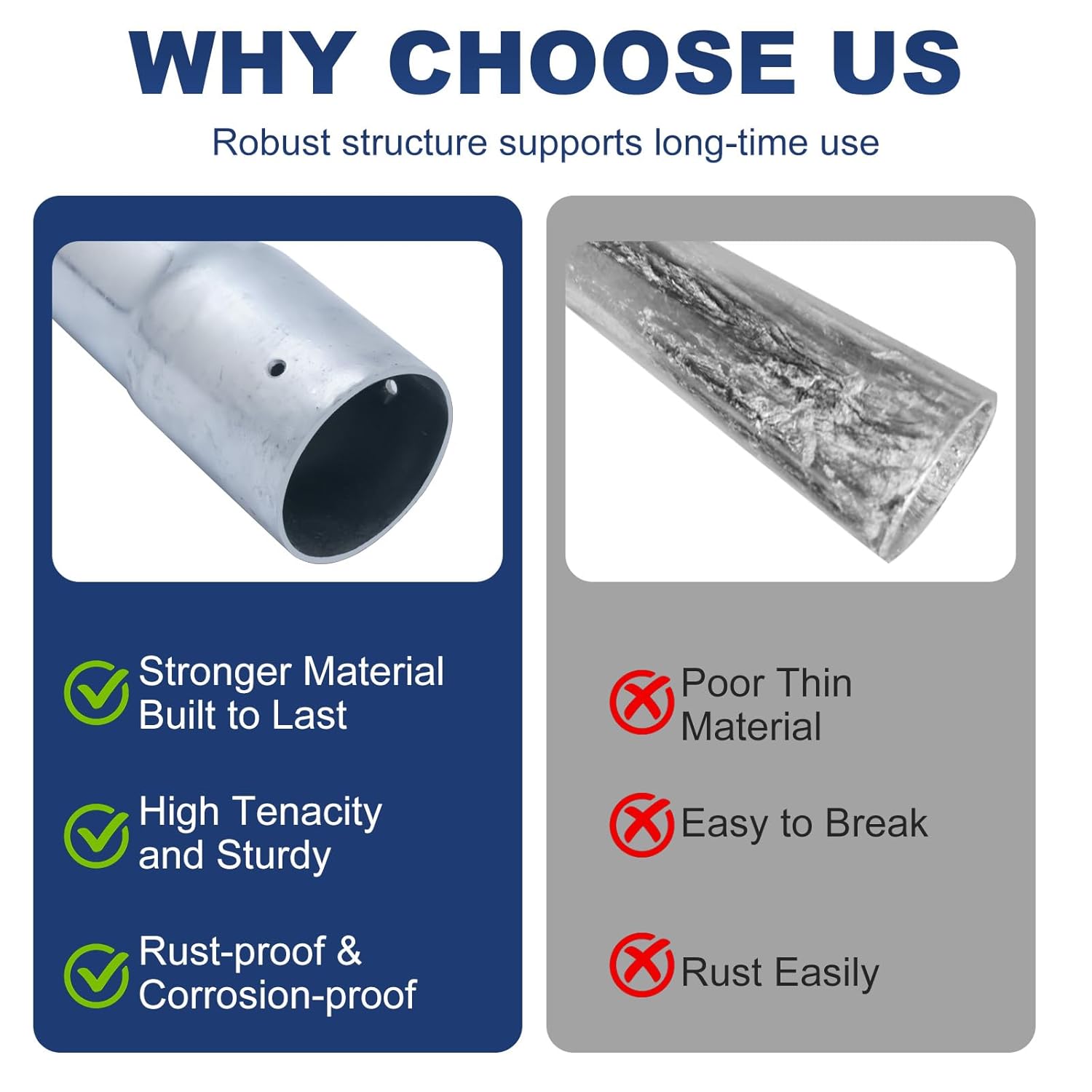 Fence Post Extension for 2-3/8" OD 12" Metal Posts, Heavy Duty Seamless Steel Fence Height Extender, Hot-Dip Galvanized Post Sleeve Riser Kit with Screws, Brackets and Caps, Pack of 2