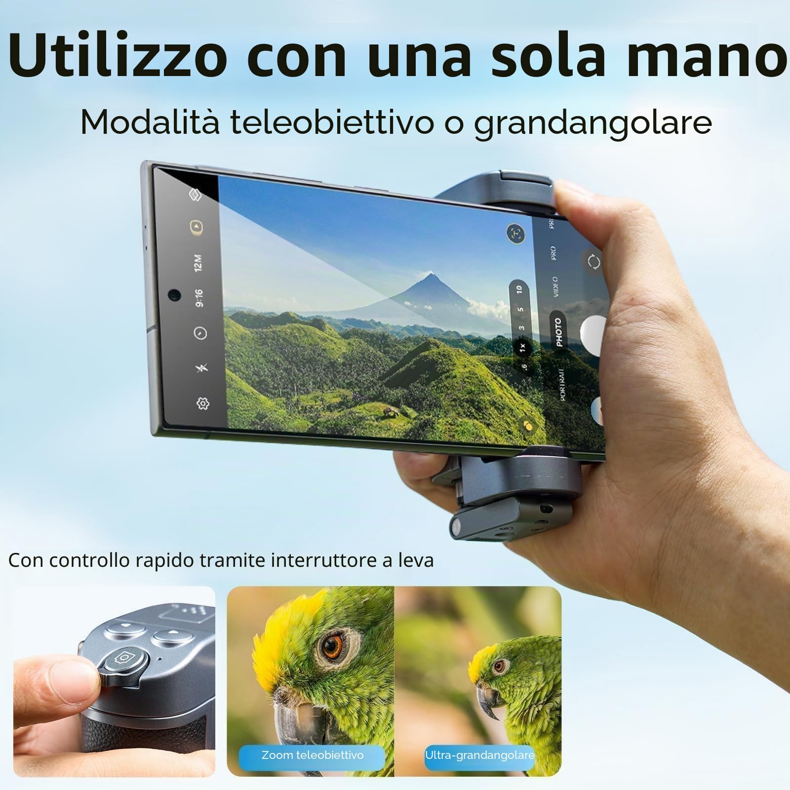 TELESIN° Grip Smartphone con Telecomando Bluetooth, Impugnatura Bastone per Selfie, Supporto per Phone (No CPL Lens)