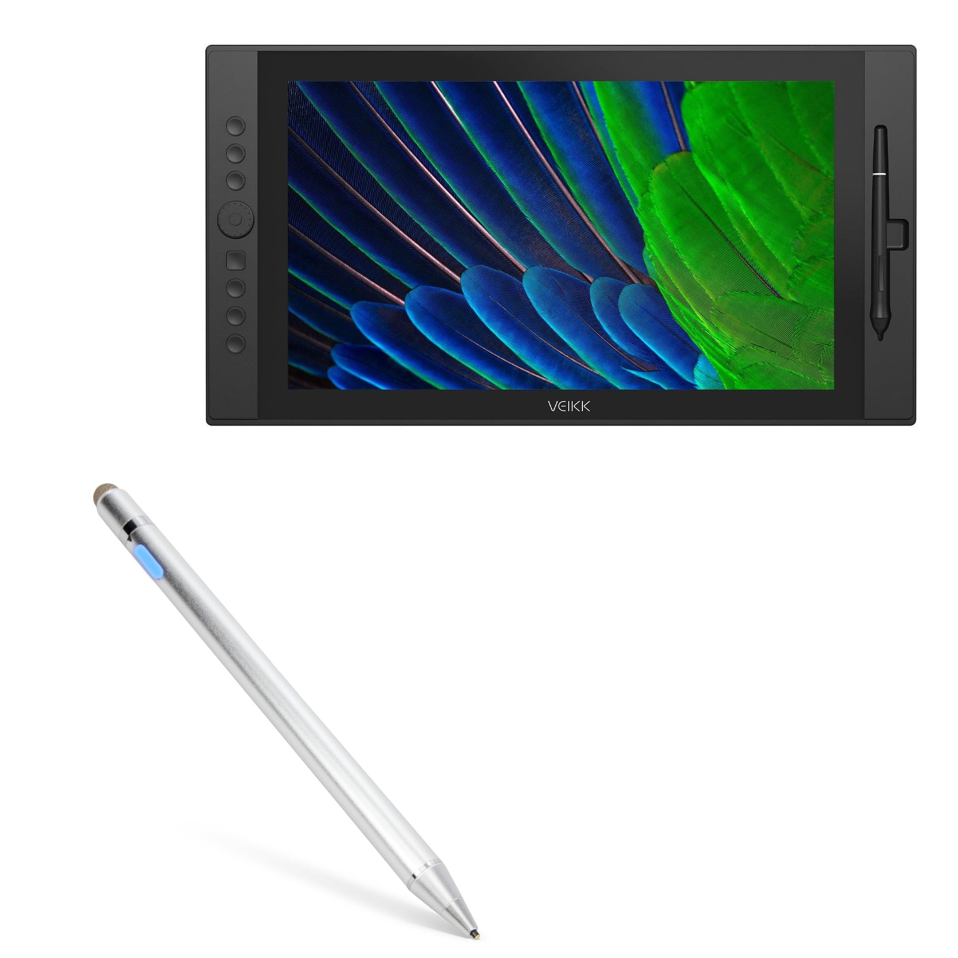 BoxWave Stylus Pen Compatible with Veikk Studio VK1560 - AccuPoint Active Stylus, Electronic Stylus with Ultra Fine Tip - Metallic Silver