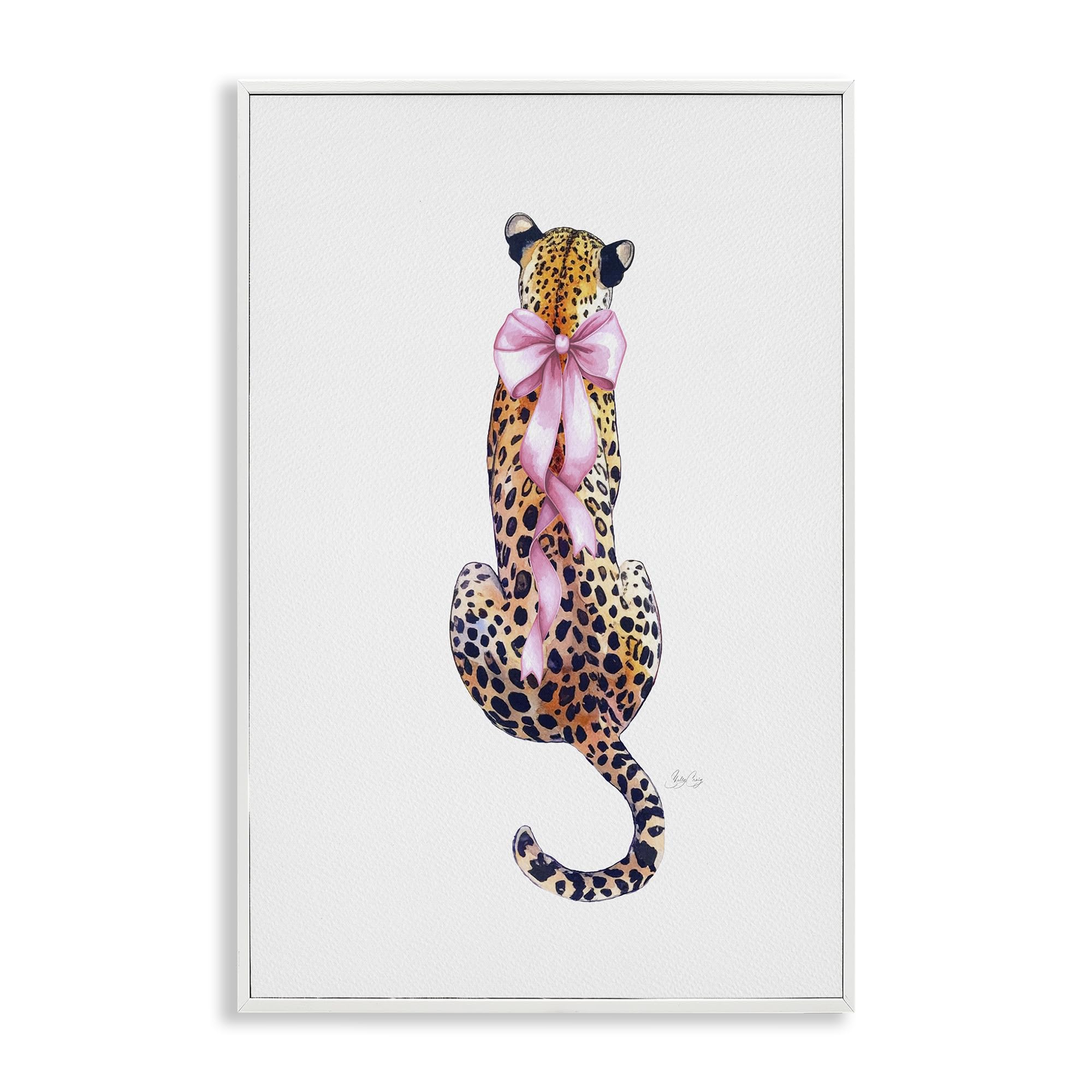 Stupell Industries Coastal White (Textured) 'Poised In Pink Cheetah'| Framed Giclee Art