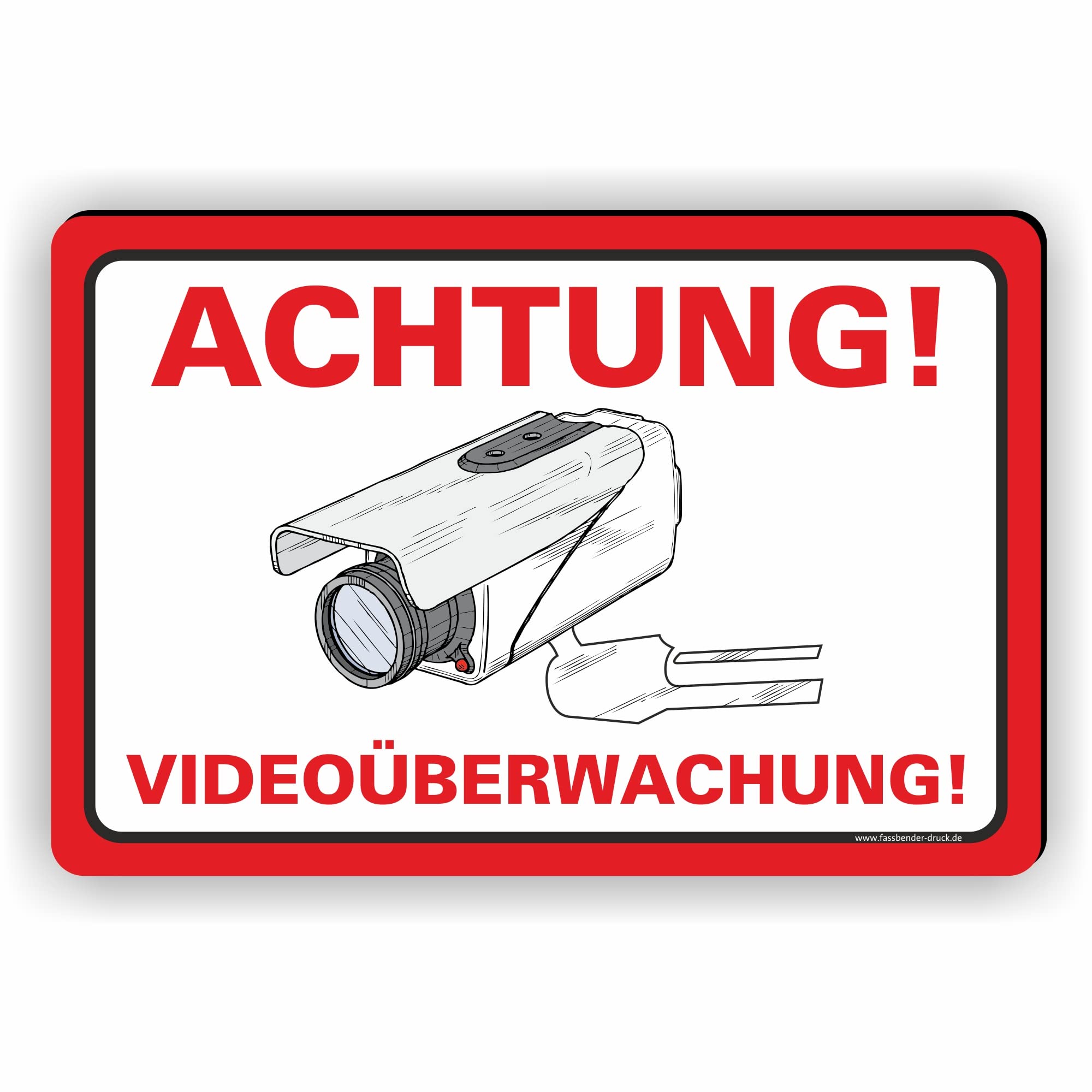 ACHTUNG VIDEOÜBERWACHUNG vorgebohrtes Schild zum Markieren eines videoüberwachten Bereiches - Videoüberwachungsschild mit Bohrlöchern - (60x40cm SCHILD)
