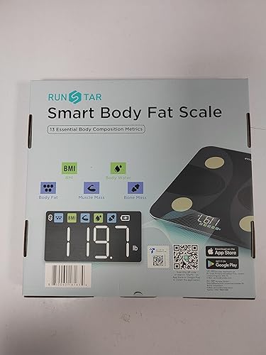 Miniatura 11 de Báscula para peso corporal y porcentaje de grasa, báscula inteligente de baño digital precisa runstar con pantalla grande, aplicación de