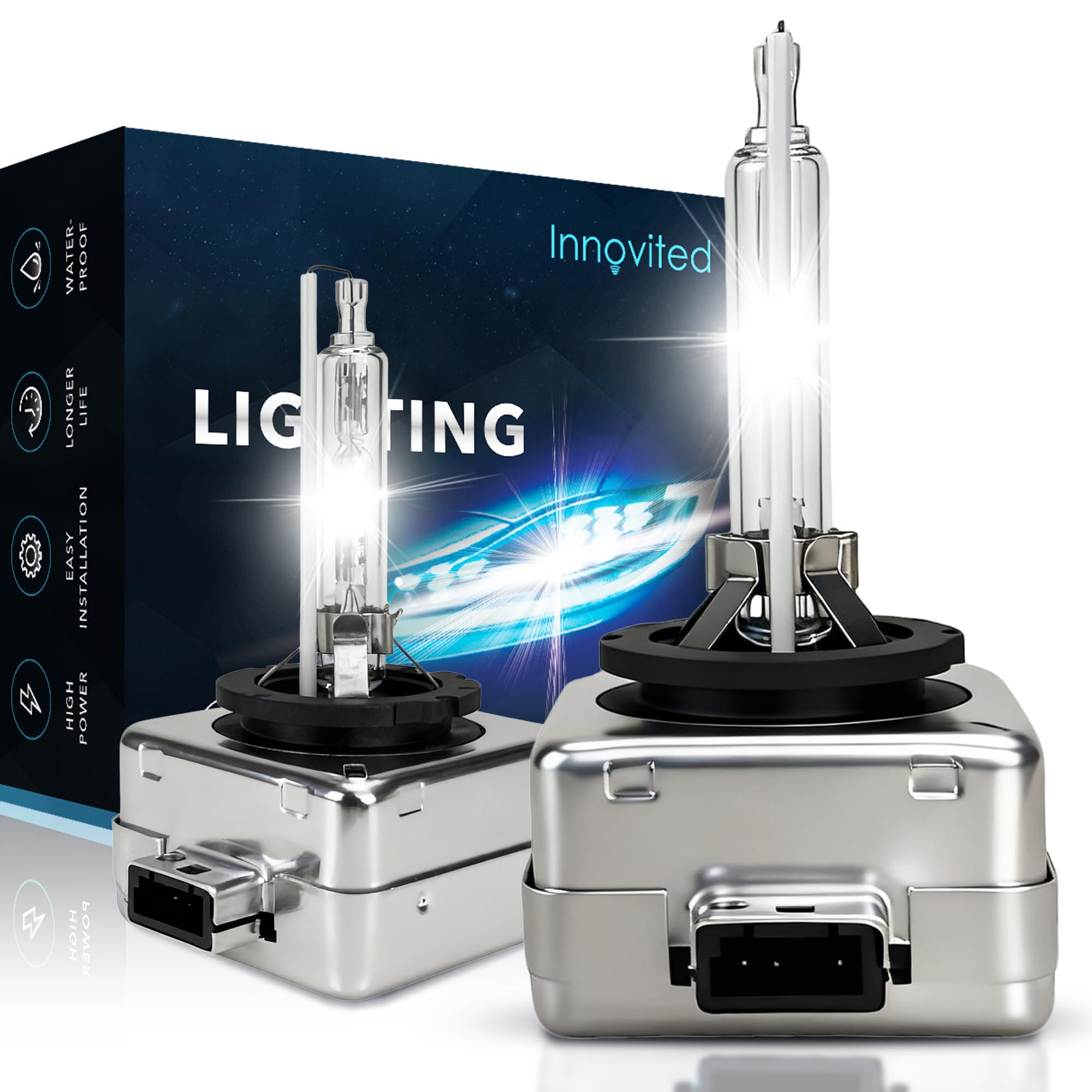 Innovited D1S HID Xenon Headlight Bulbs 6000K Cool White High Low Beam 66144 66140 85140 85415,etc Replacement Bulb - Pack of 2